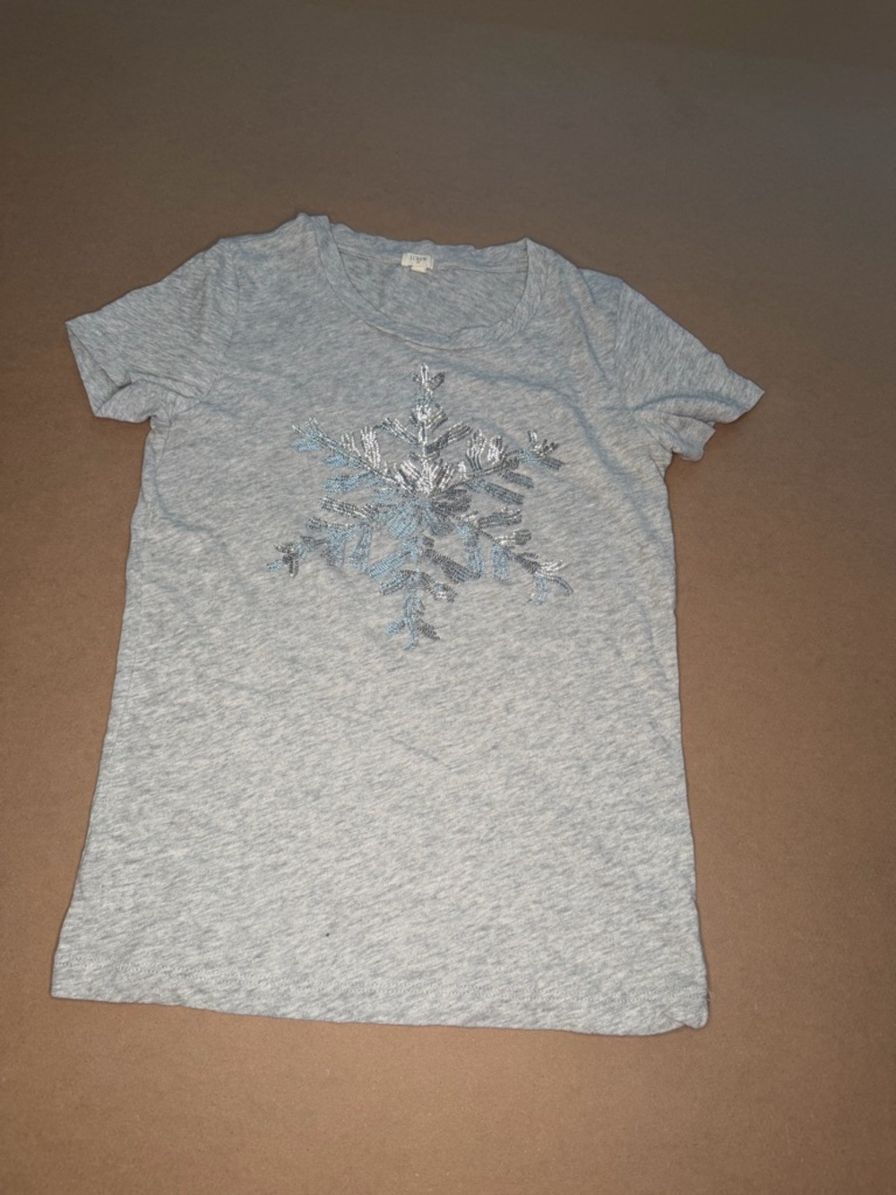 J. Crew Light Blue Snowflake Graphic Tee